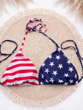 American Flag Stars & Stripes Bikini Top ONLY Size XL